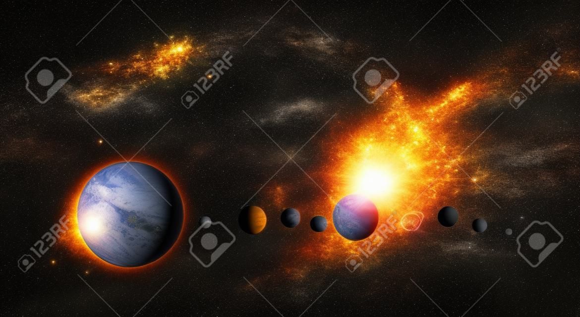La representación 3d del universo solar para contenido científico o educativo.