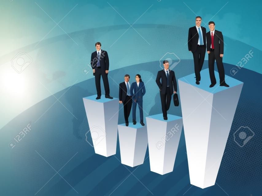 Business people standing on large graph