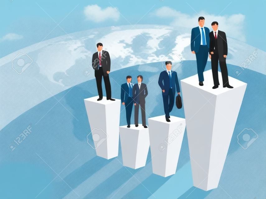 Business people standing on large graph