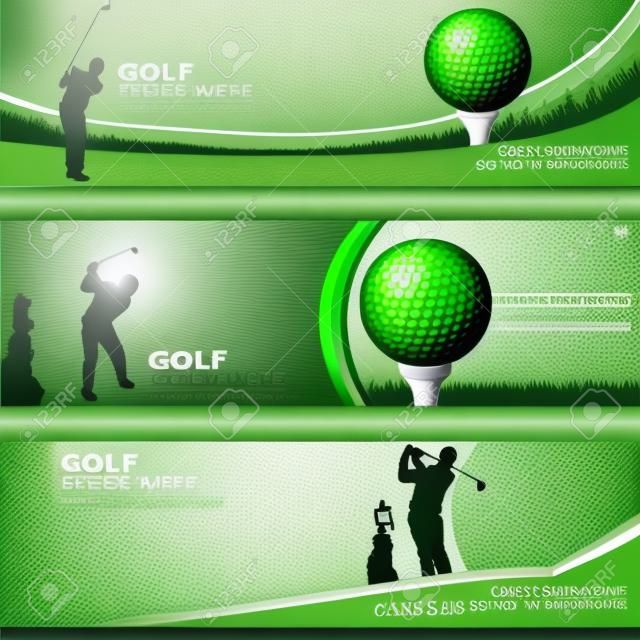 turniej golfowy banner zielony zestaw z kopią przestrzeni