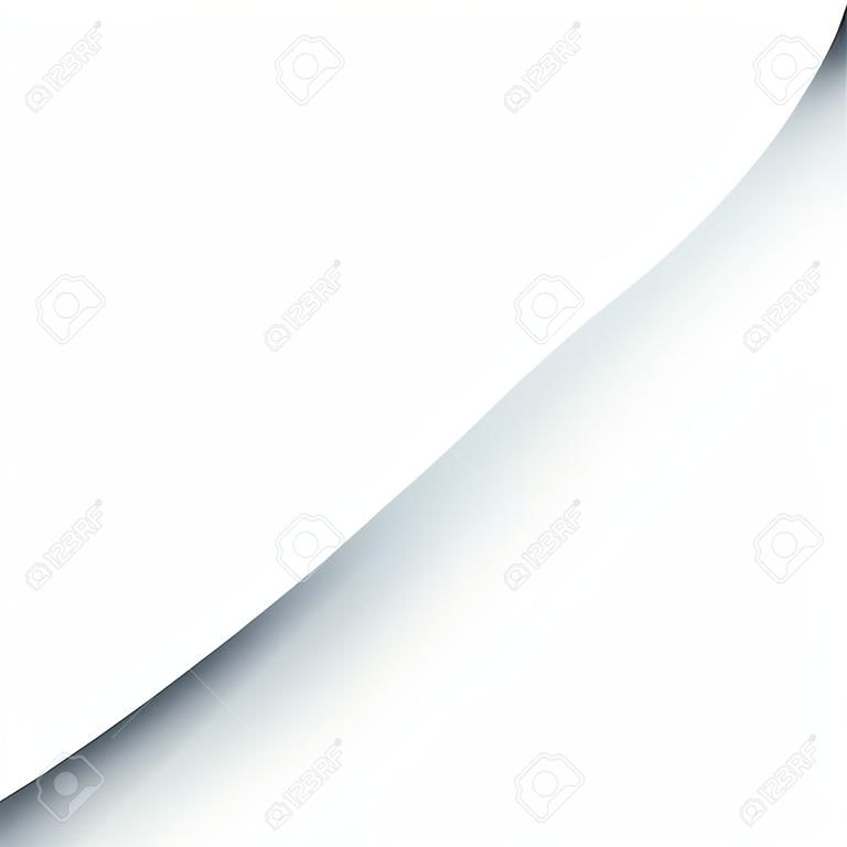 Blank sheet of paper with page curl and shadow, design element for advertising and promotional message isolated on white background 