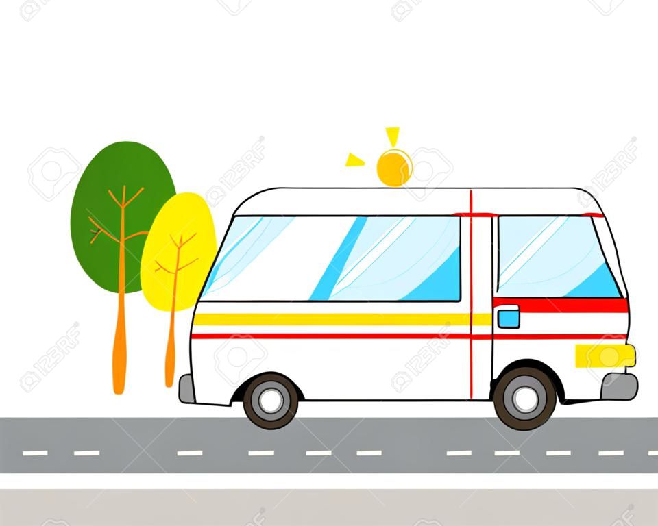 Vector illustration of ambulance. ã€€Emergency transportation.