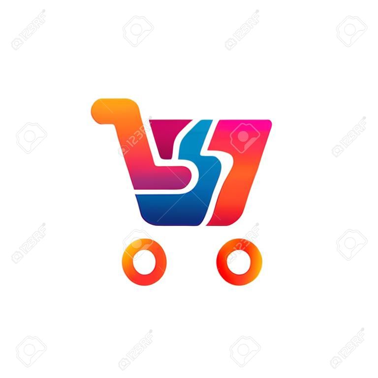 diseño del logotipo del carrito de la compra, logotipo de la letra s