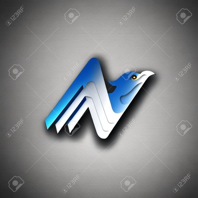 letter N logo with eagle concept