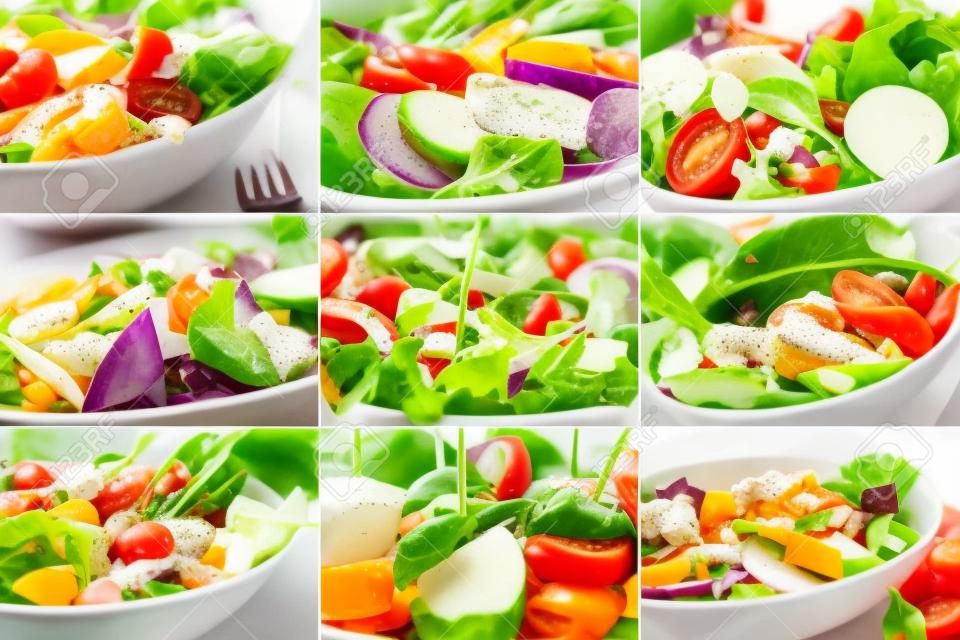Collage mit verschiedenen Salat