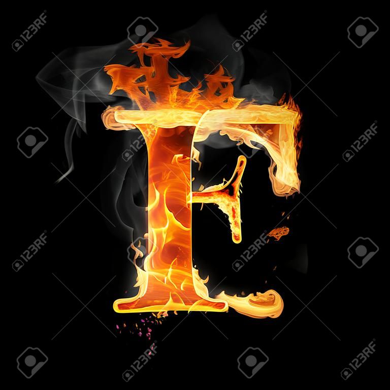 Letters and symbols in fire - Letter F.