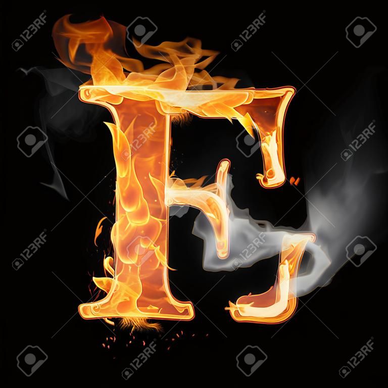 Las letras y los símbolos en el fuego - Letra F.