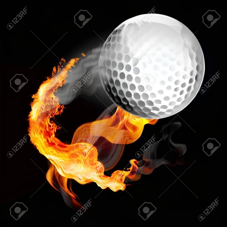 Golfbal in brand vliegen omhoog - illustratie