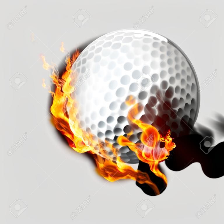 アップ - イラスト飛んで火にゴルフ ・ ボール