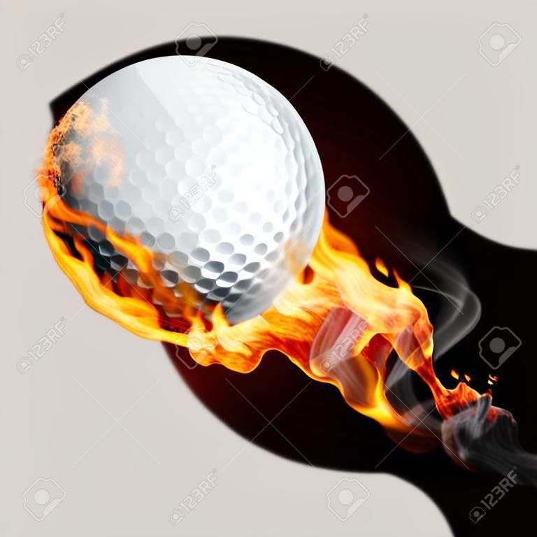 アップ - イラスト飛んで火にゴルフ ・ ボール