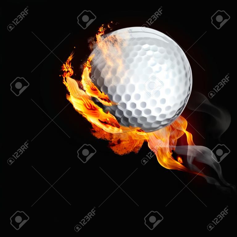 Golfbal in brand vliegen omhoog - illustratie