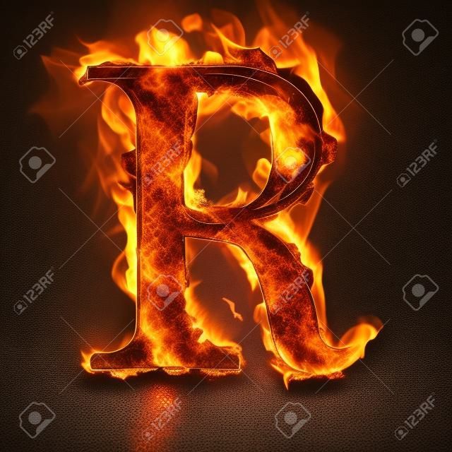 字母和符號在火 - 信R.