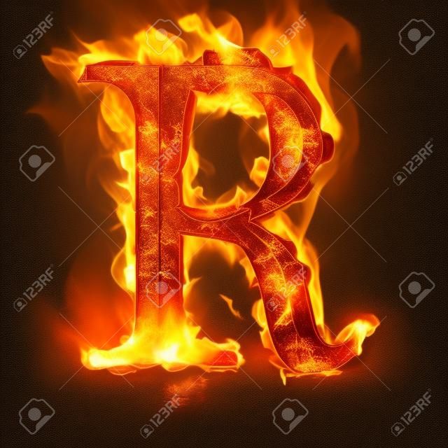 Lettere e simboli a fuoco - Lettera R.
