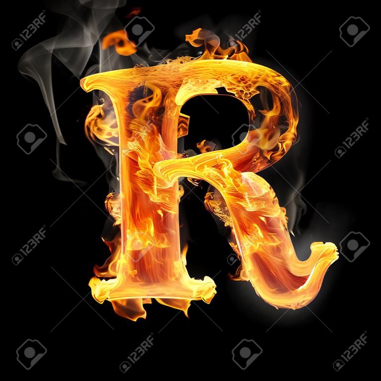 Lettere e simboli a fuoco - Lettera R.