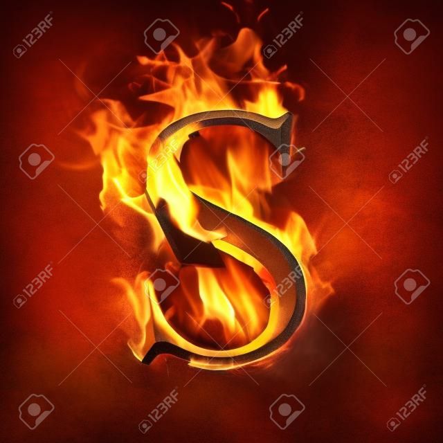 Letras e símbolos em fogo - Letra S.