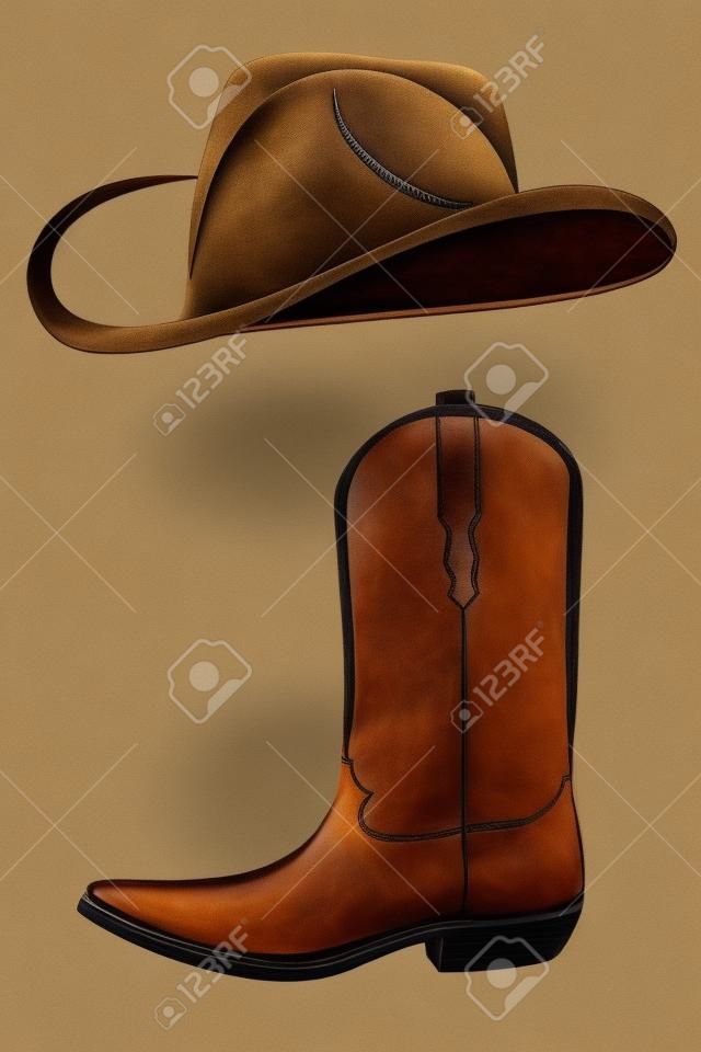 Ковбойская шляпа и тату на ботинках в стиле вестерн