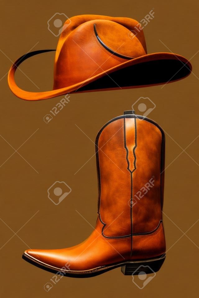Ковбойская шляпа и тату на ботинках в стиле вестерн