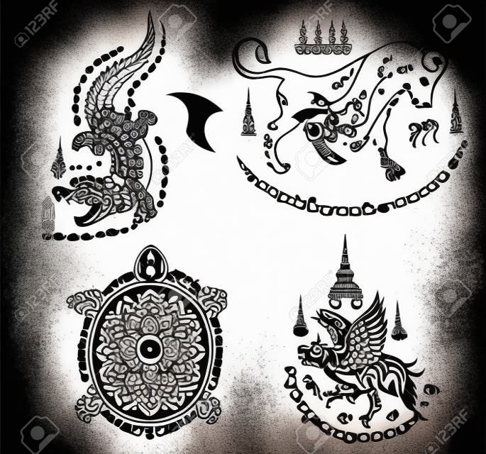 Thai Tattoo Alte Vektor-Vorlage
