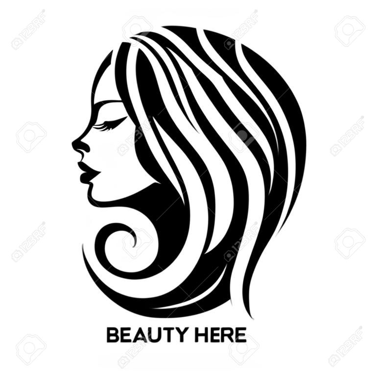 Vector a ilustração da mulher com cabelo bonito - pode ser usado como um logotipo para o salão de beleza. Moda. Beleza. Logotipo do estilo