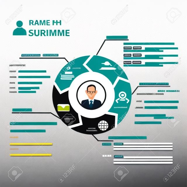 resume (cv) template infographics background and element,  Can be used for personal statistic , human resource data, job interview, web design, info chart. 