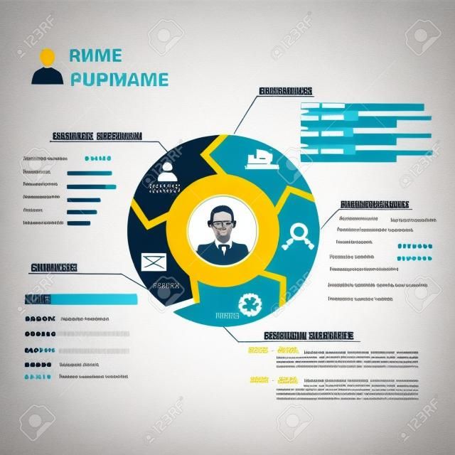 resume (cv) template infographics background and element,  Can be used for personal statistic , human resource data, job interview, web design, info chart. 