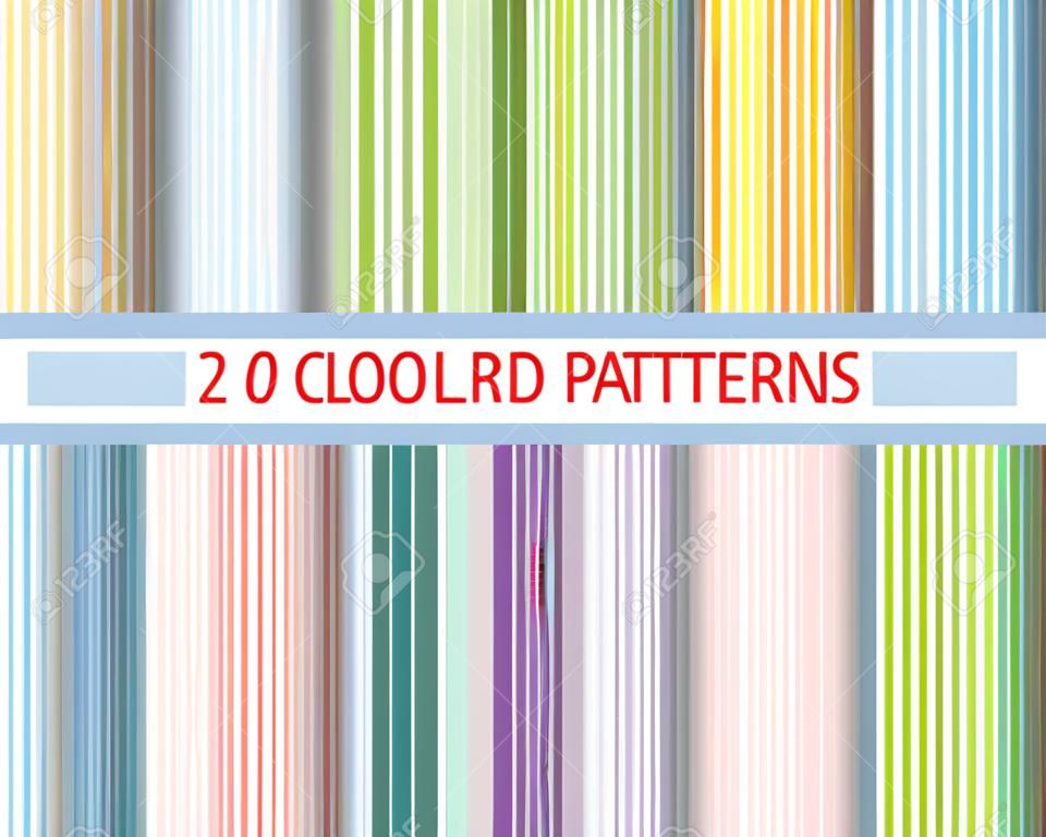 20 colori strisce modelli, campioni di pattern, vettore, struttura Endless può essere utilizzato per carta da parati, riempimenti a motivo, pagina web, sfondo, superficie