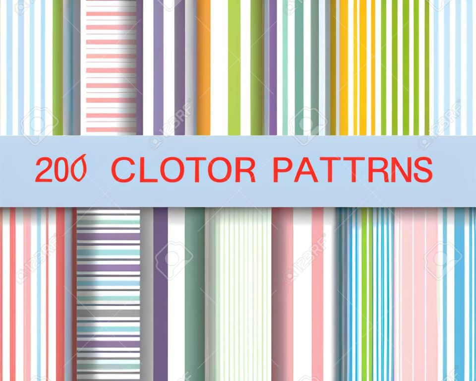20 color stripes patterns,  Pattern Swatches, vector, Endless texture can be used for wallpaper, pattern fills, web page,background,surface