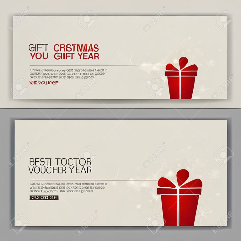 christmas and new year gift voucher certificate coupon template. can be use for business shopping card, customer sale and promotion, layout, banner, web design. vector  illustration