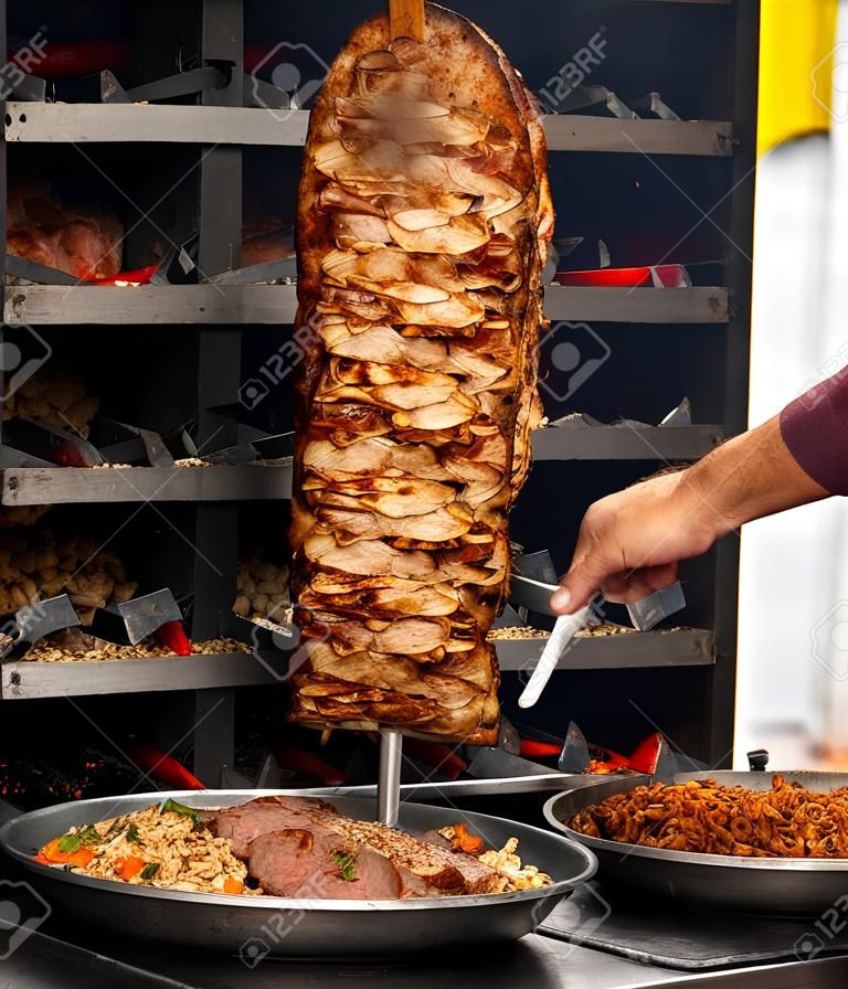 Макрофотография фотографии обжаривания мяса, shawarma