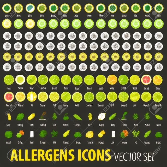 Allergens icons set