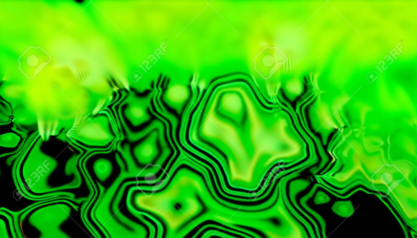 Bright blurry 3d render spots with waving textures. Ink splashes in modern geodes and geometric tracery. Alcohol and gasoline pollution on sea surface. Environmental disaster with an oil spill