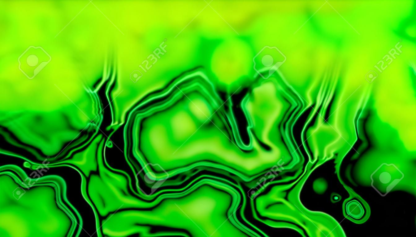 Bright blurry 3d render spots with waving textures. Ink splashes in modern geodes and geometric tracery. Alcohol and gasoline pollution on sea surface. Environmental disaster with an oil spill