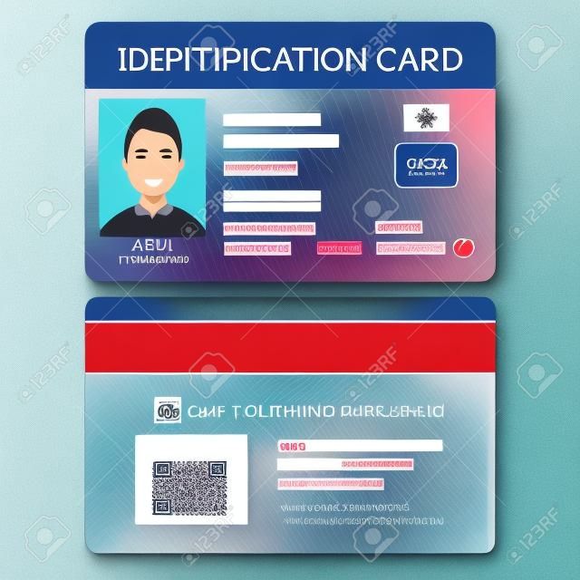 Ilustración de la parte delantera y la tarjeta de identificación de nuevo