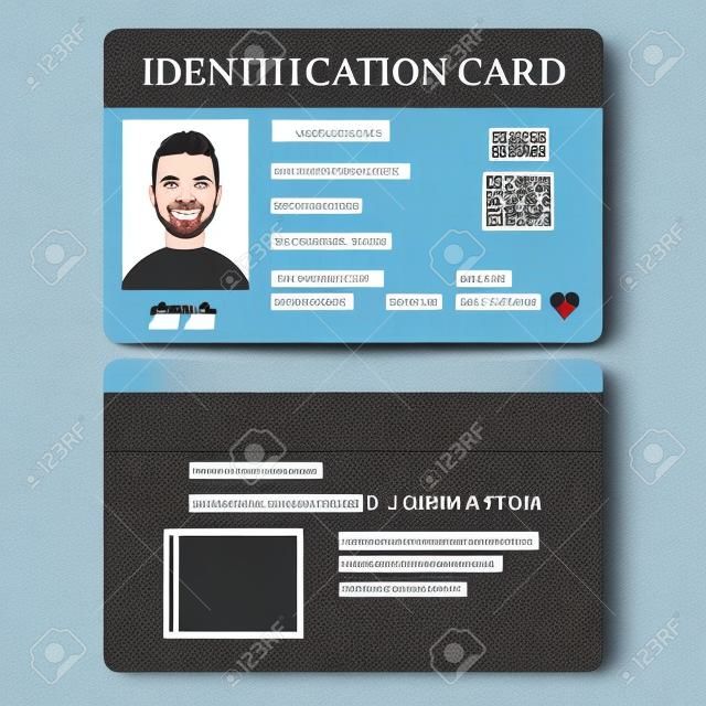 Ilustração do cartão de identificação dianteiro e traseiro