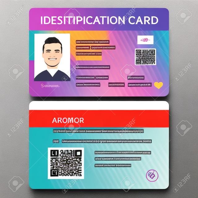 Ilustración de la parte delantera y la tarjeta de identificación de nuevo