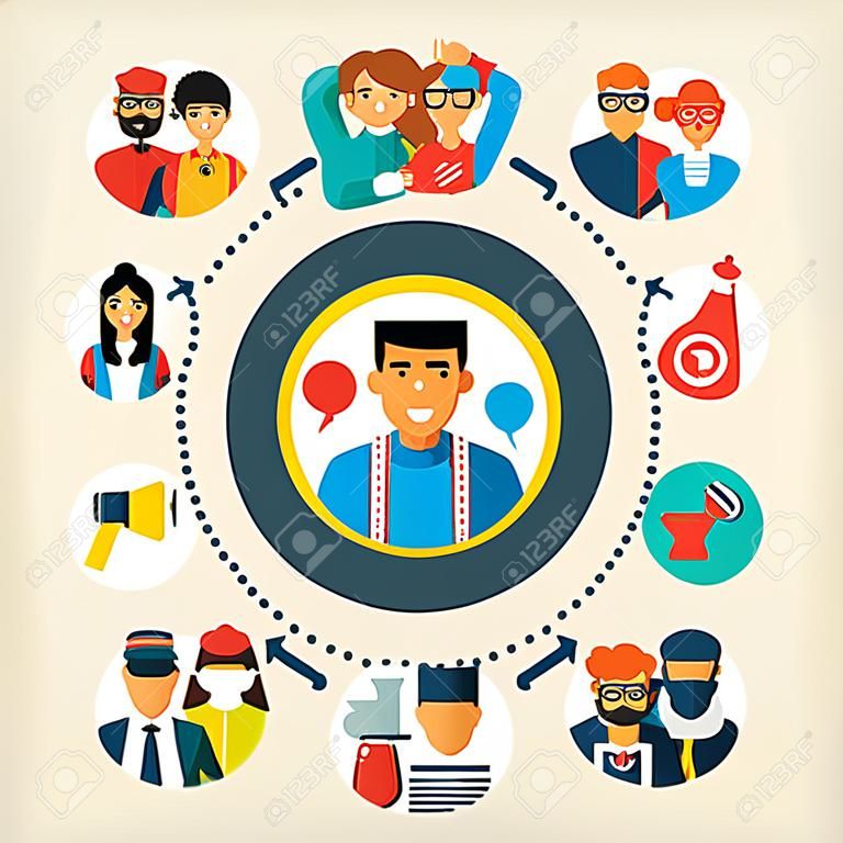 Illustration of teamwork character design diversity people, flat design