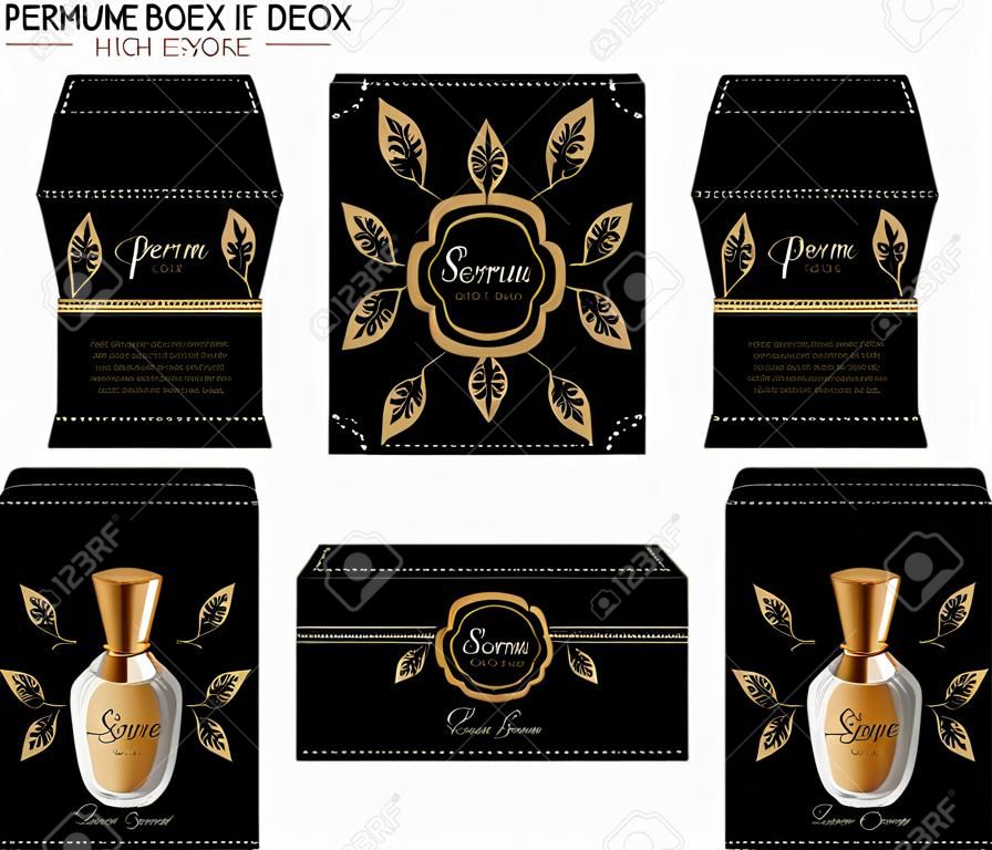 Parfüm box design retro stílusban. Vektor illusztráció