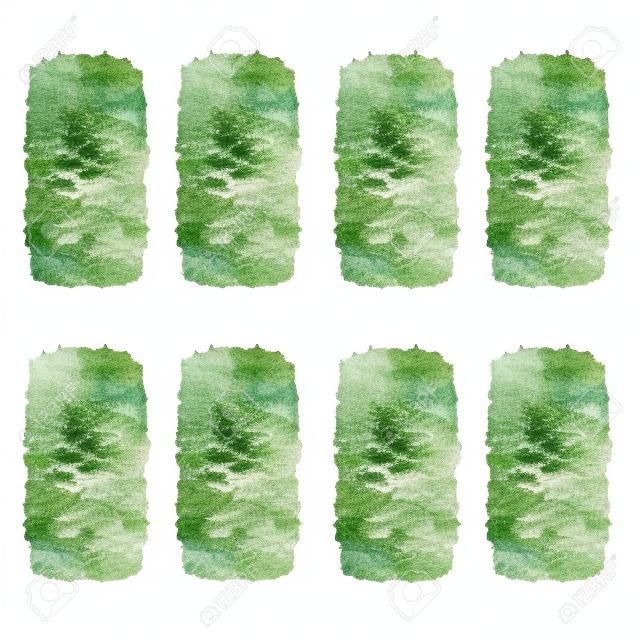 景観計画と建築レイアウト図、環境と庭の要素のための白い背景に分離された抽象的な水彩画の緑の木の上面図のコレクション。