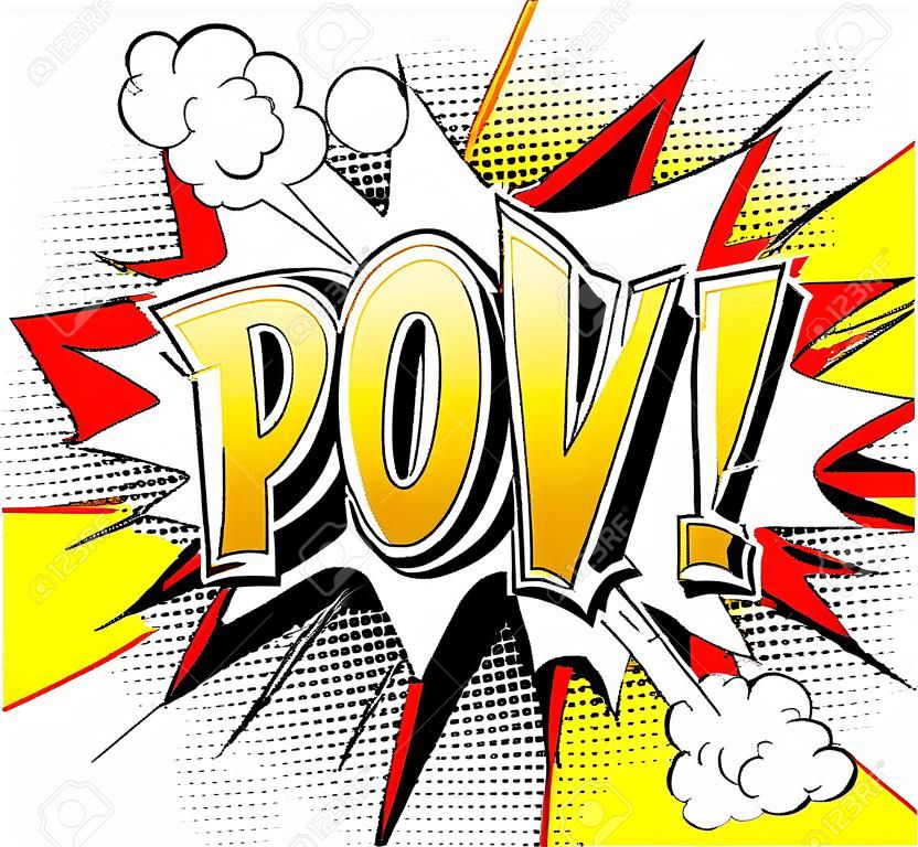 Pow  Comic book cartoon expression isolated on white background.