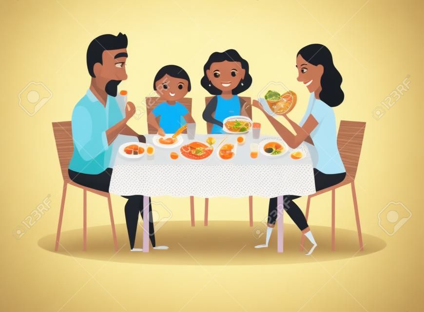 Família comendo refeição