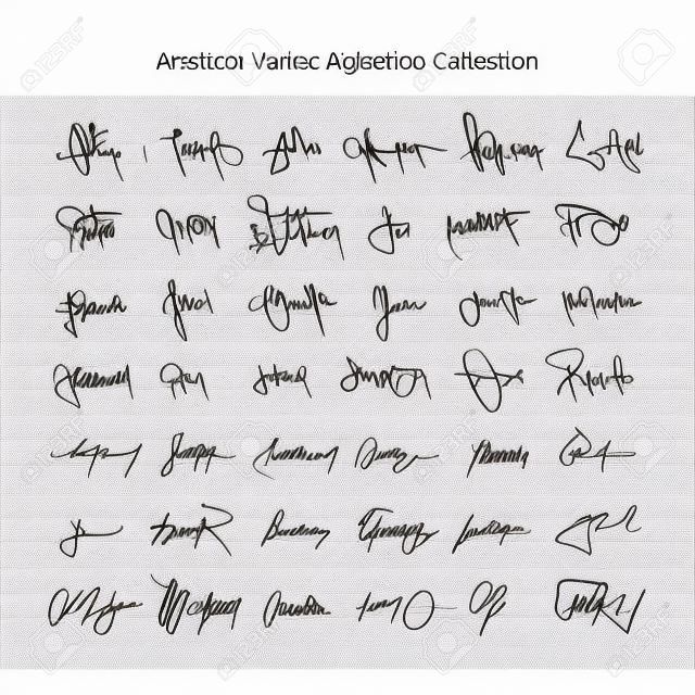 Коллекция абстрактных векторных подписей, рукописные уникальные и личные декоративные автографы. Художественные формы линий.