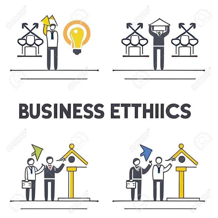 Geschäftsethik als Unternehmensprinzipien und moralische Ehrlichkeit legen ein Übersichtsdiagramm fest