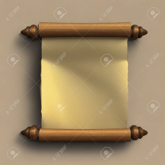 old papyrus scroll isolated on white background 3d render