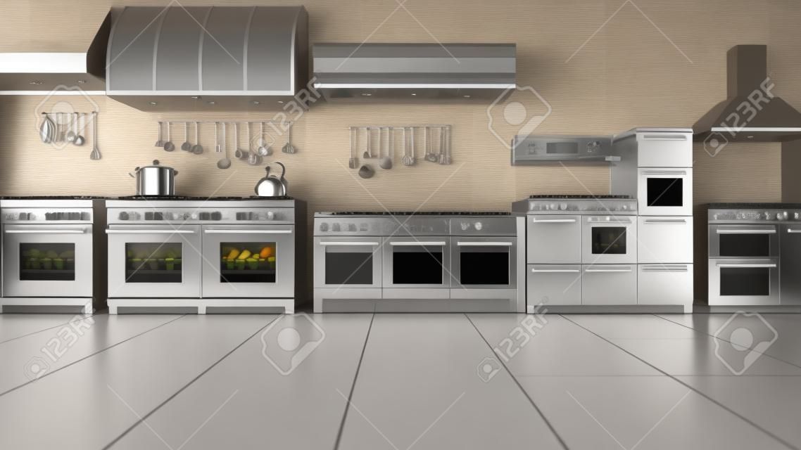 Appareils de cuisine dans l'image de rendu 3D d'un supermarché
