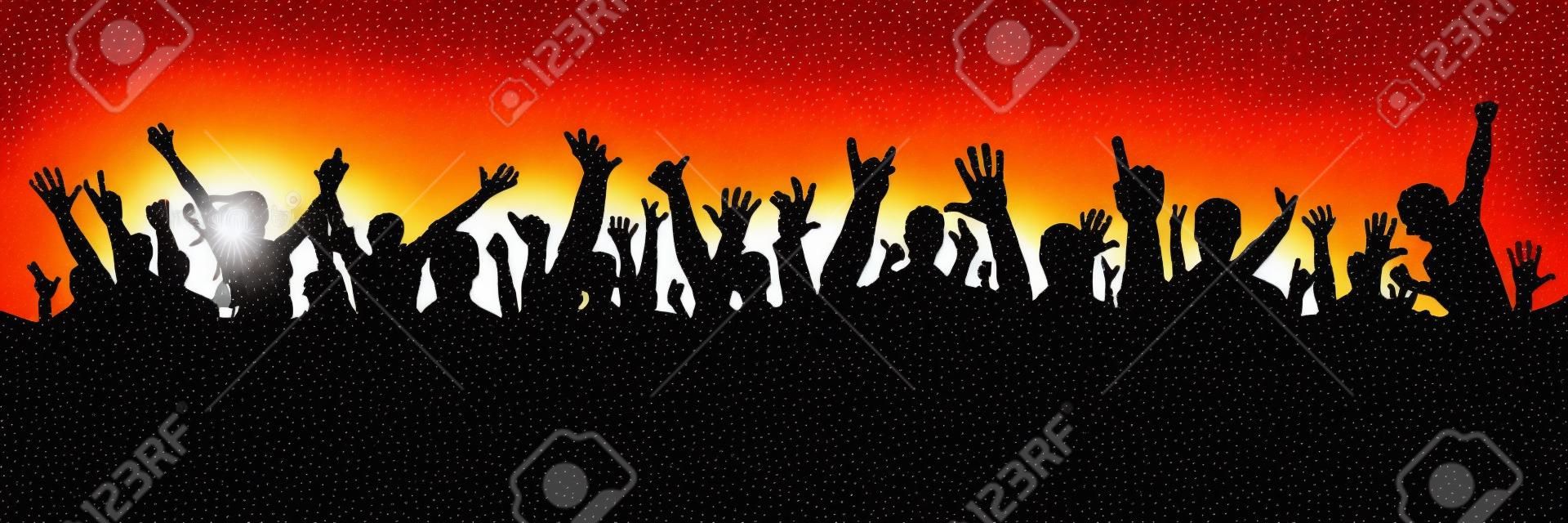 Hand crowd silhouette Vector illustration.