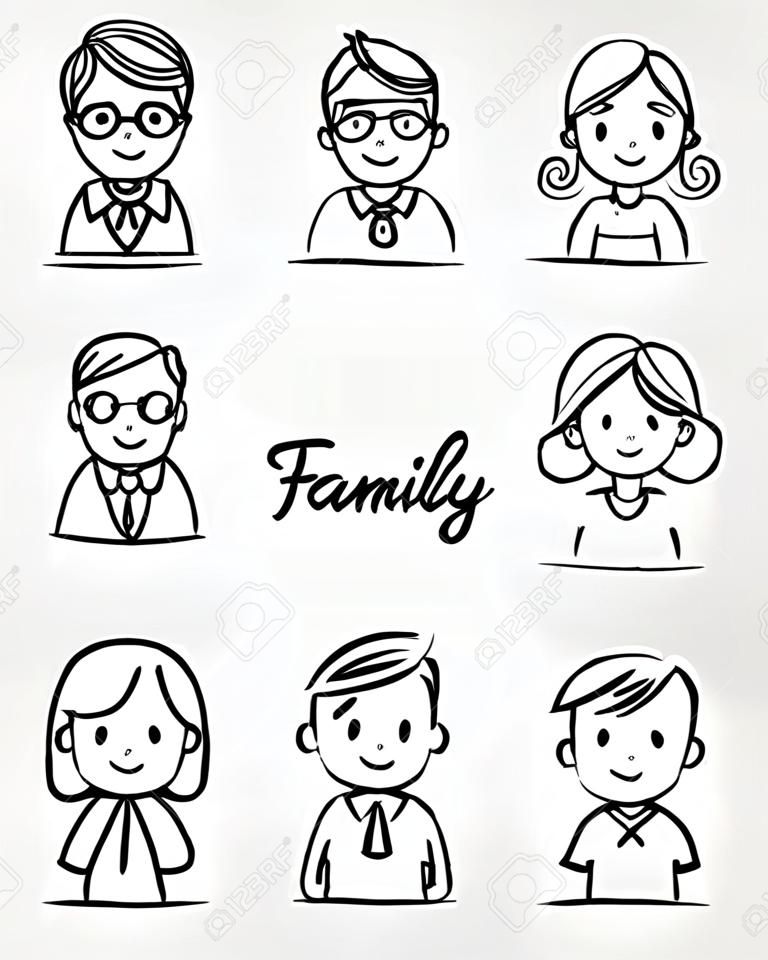 hand draw cartoon family icon 