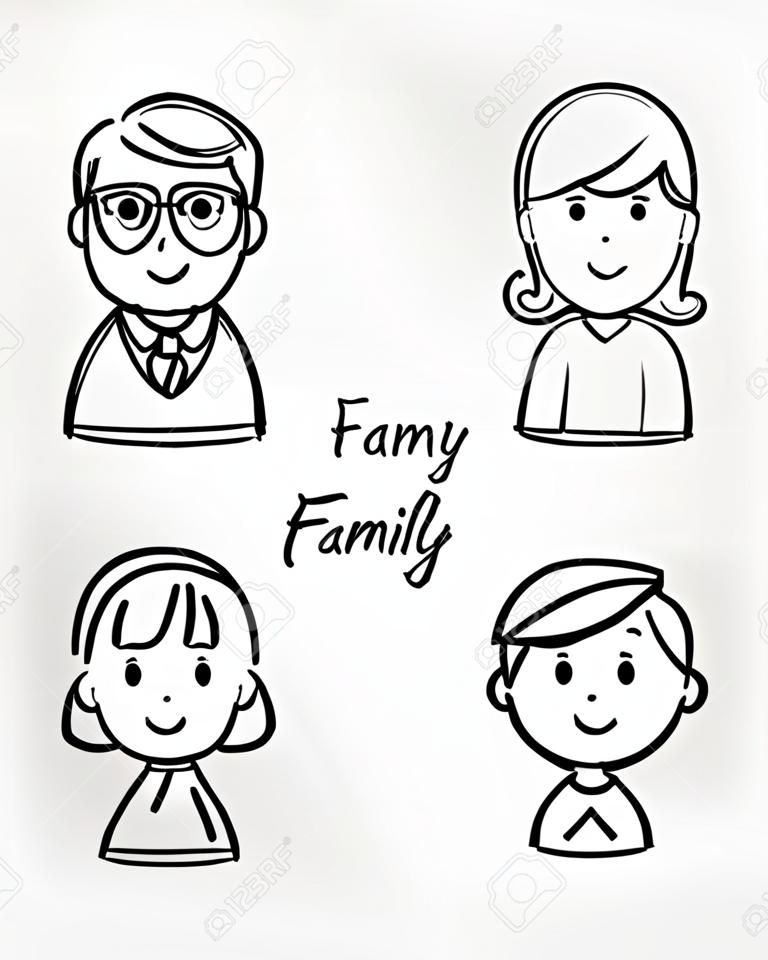 hand draw cartoon family icon 