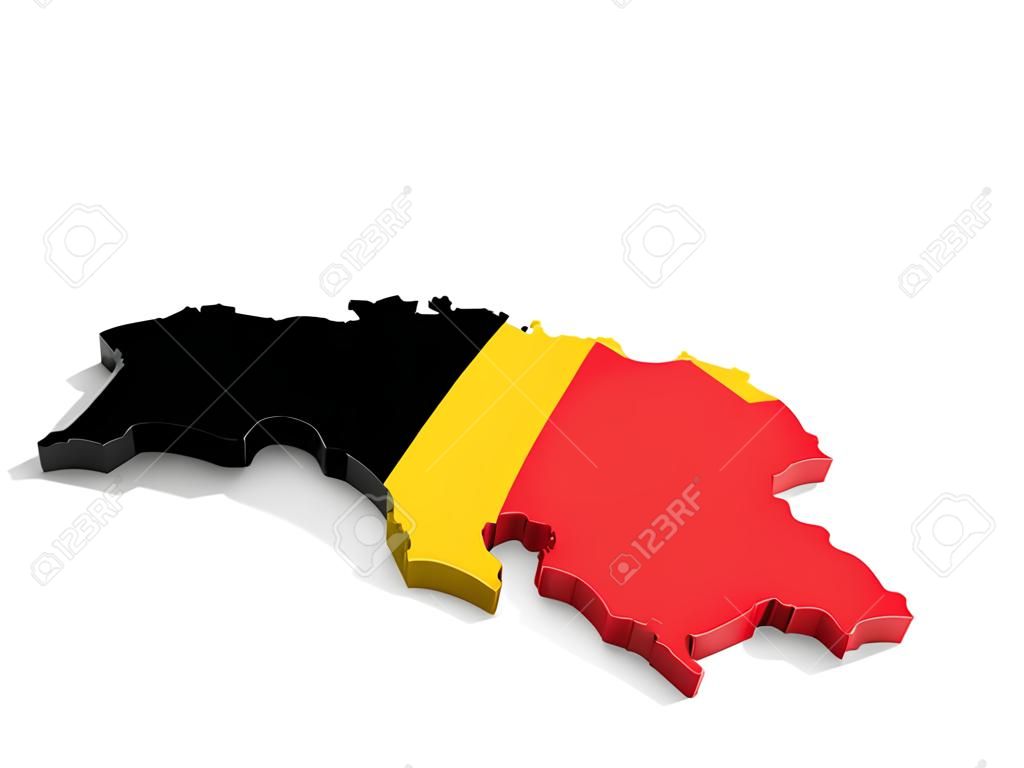 Mapa de Bélgica con la bandera del Reino de Bélgica