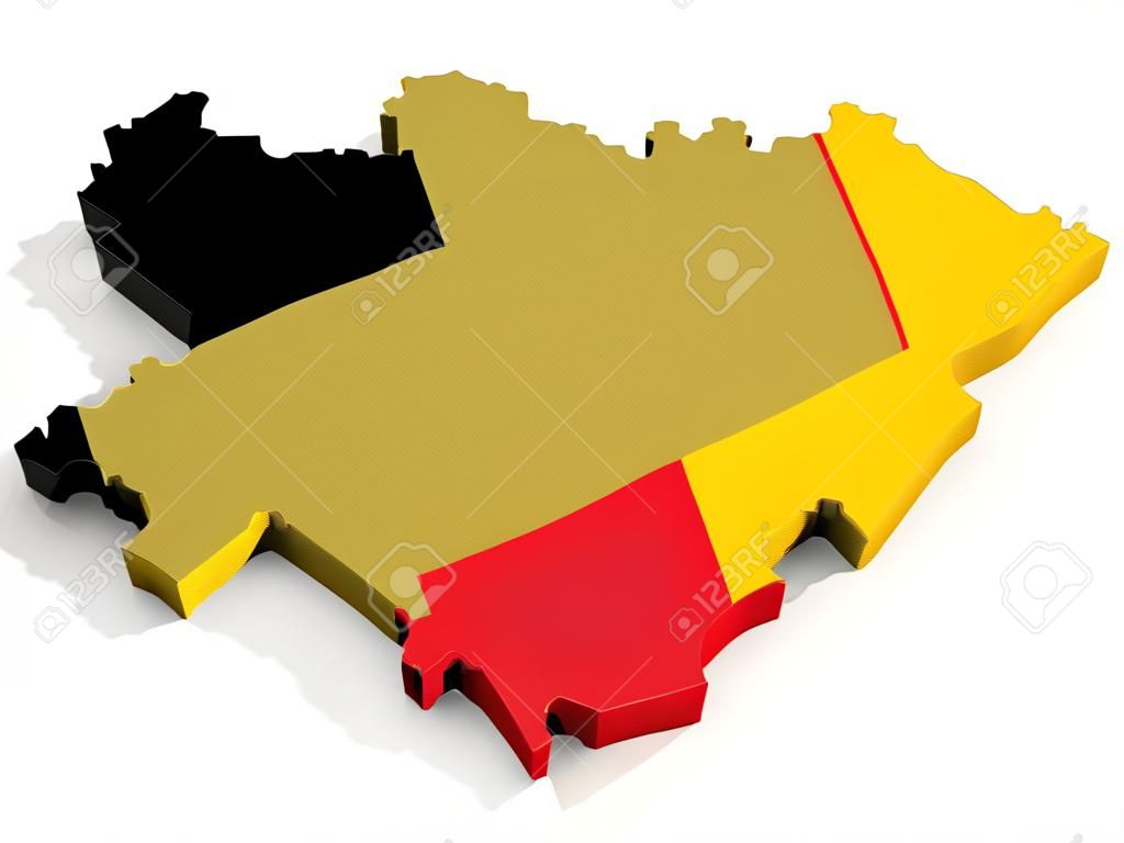 Mapa de Bélgica con la bandera del Reino de Bélgica