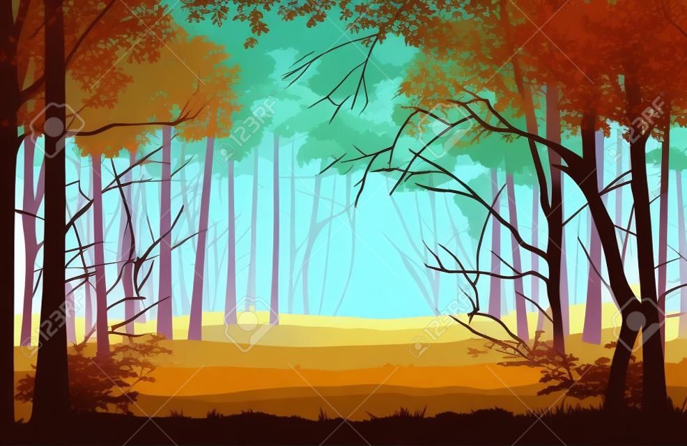 A high quality background of landscape with deep forest. Flat style.